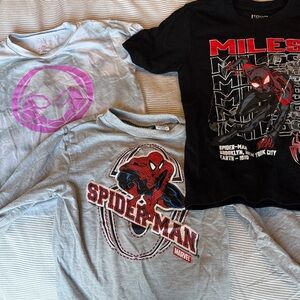 Marvel Spider-Man and Miles Morales T-Shirt Trio - Black, Gray, White